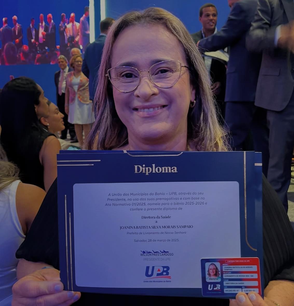 A prefeita de Livramento de Nossa Senhora Joaninha Sampaio assume a diretoria de Saúde da (UPB) do Estado da Bahia